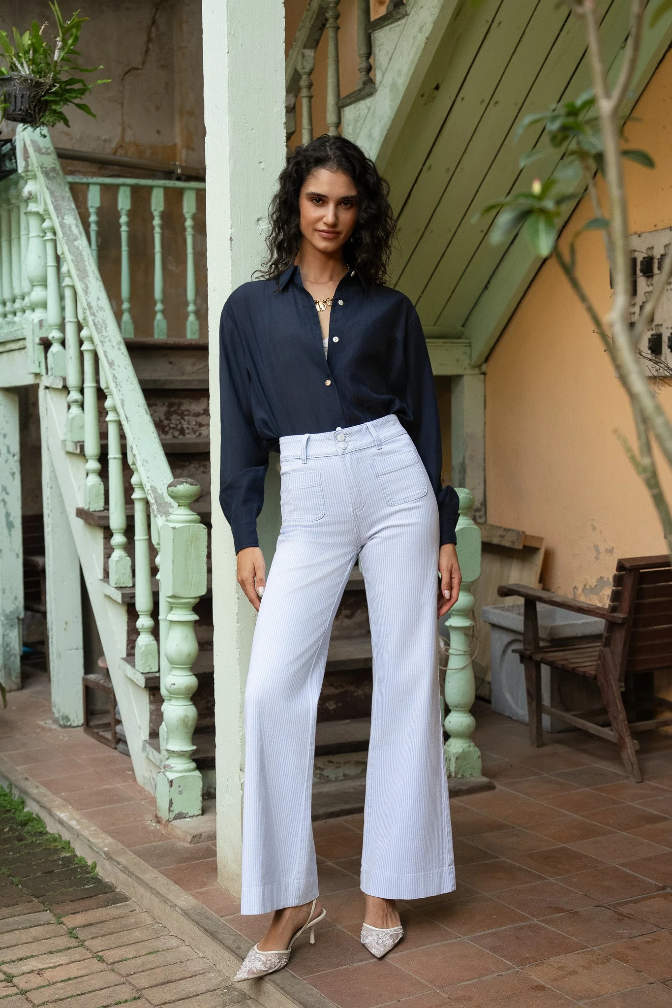 Jean Elena - denim rayé bleu - Image 5