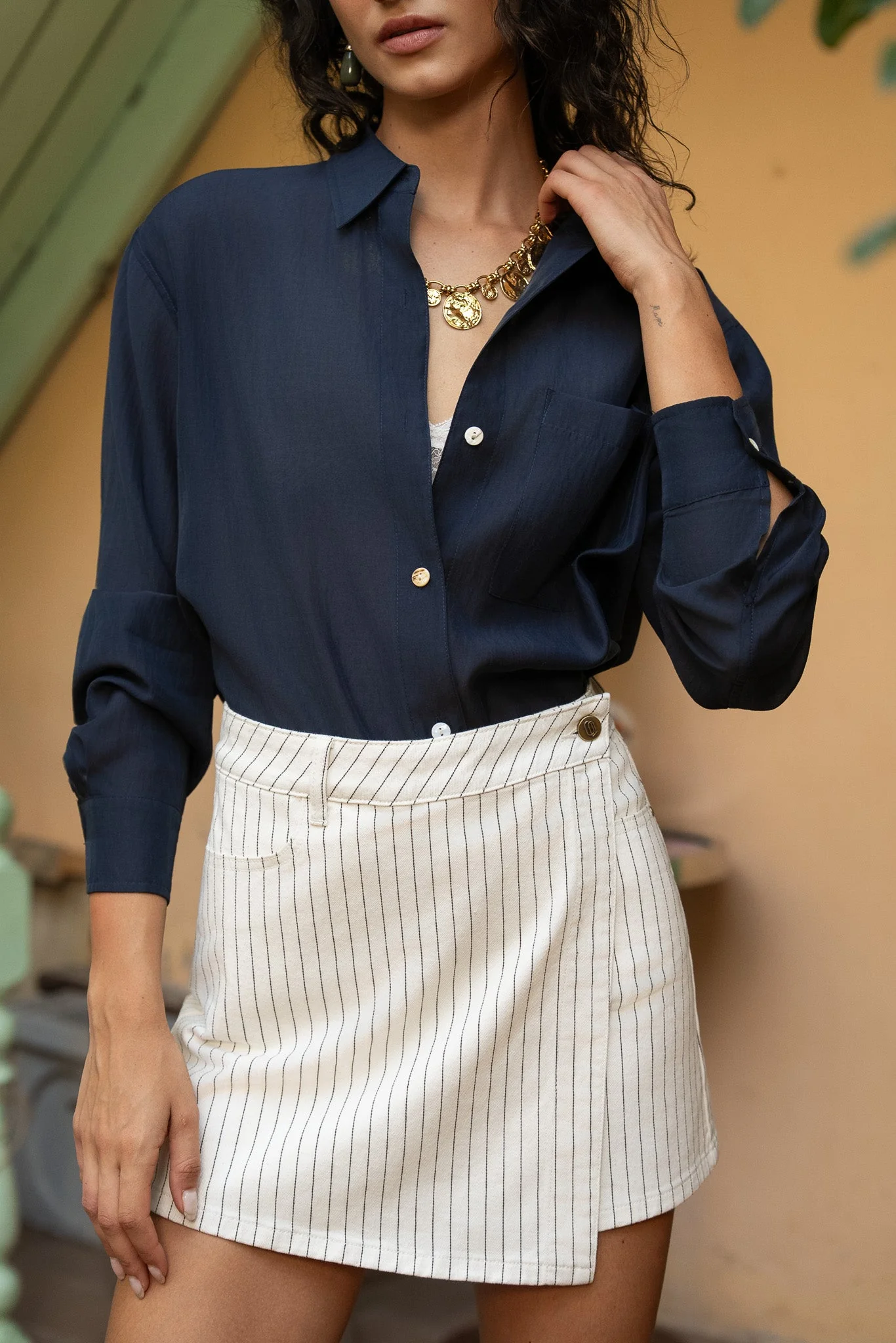 Jupe-short Jadene - denim rayé naturel - Image 5
