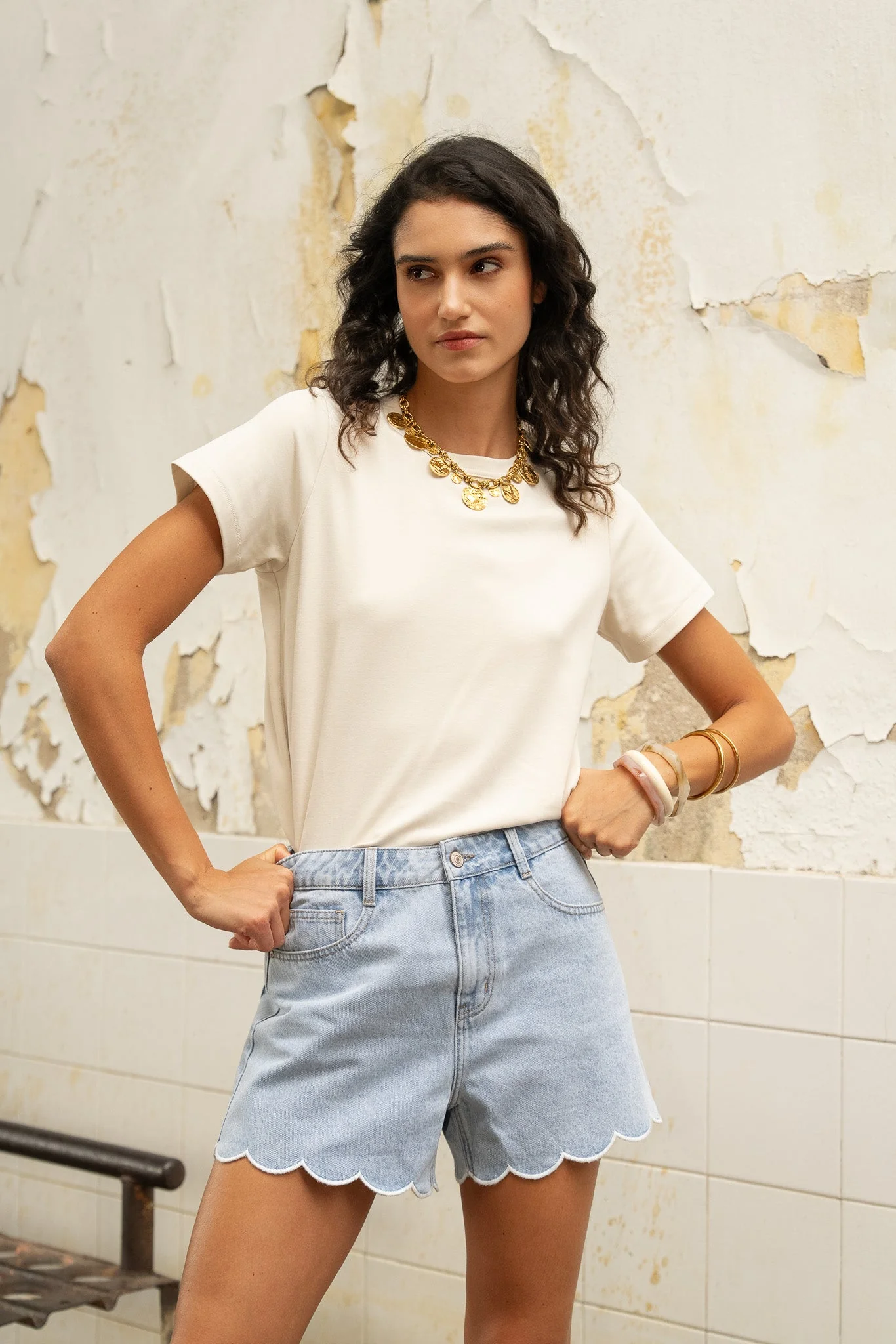 Short Fleur - denim clair - Image 2