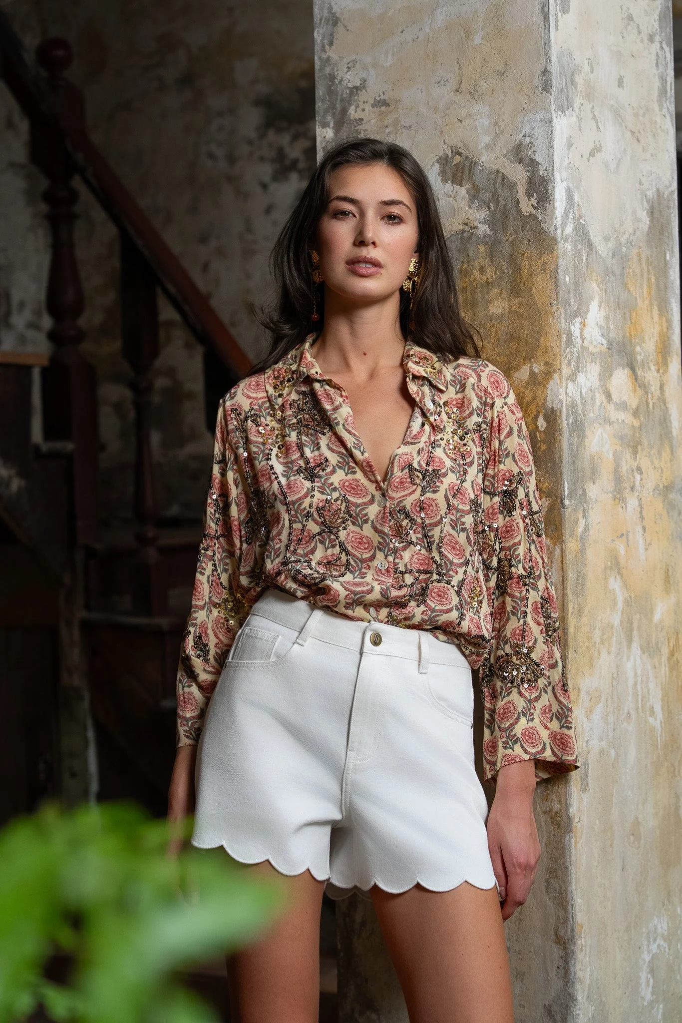 Short Fleur - denim blanc - Image 3
